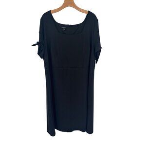 Talbots Black Short-Sleeve Tie-Detail Sheath Dress Size 2X plus womens career
